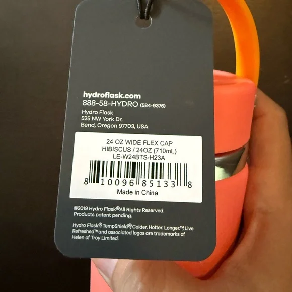 NWT 24 oz Hydro Flask Hawaii Limited Edition Hibiscus Pink and Orange Bottle - Picture 8 of 8